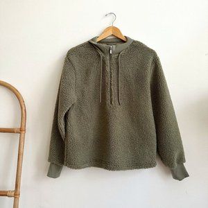 Varley Berea Sage Green Half-Zip Sherpa Fleece Plush Slip On Sweatshirt Medium